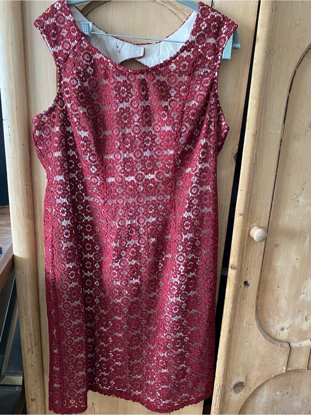 Adrianna Papell Burgundy Floral Lace Sheath Dress
